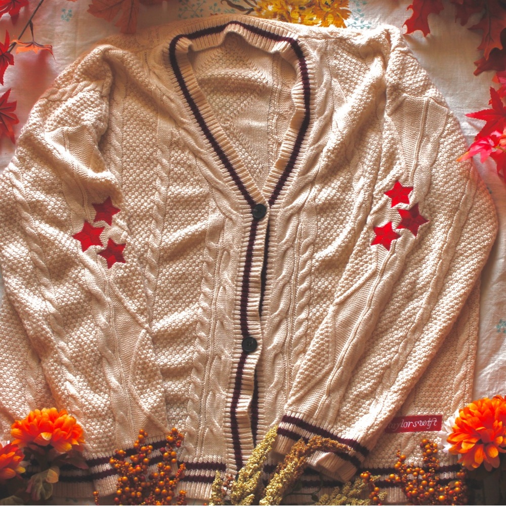 Taylor Swift Folklore Cardigan with Red Accents